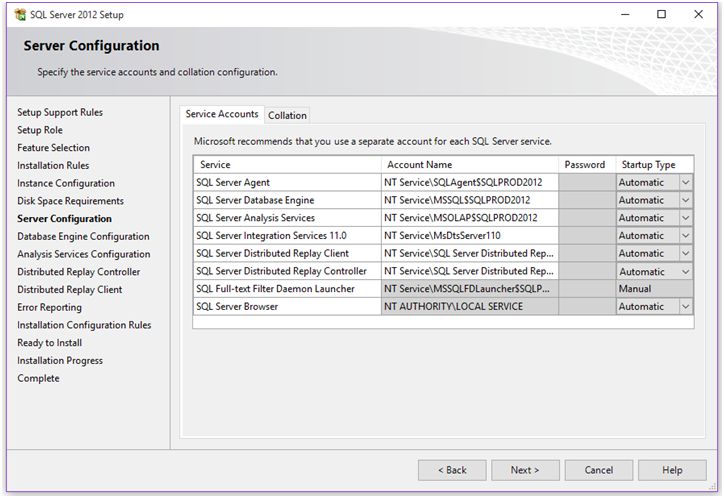 pecify Service Accounts